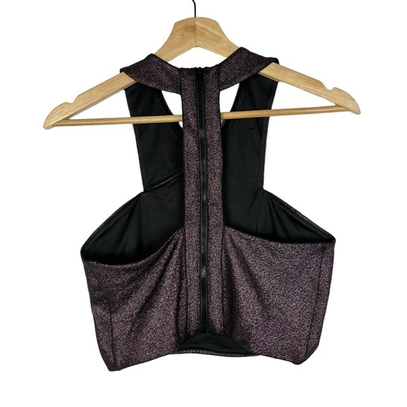 Express Purple Metallic High Neck Cropped Tank Top S - Picture 2 of 3